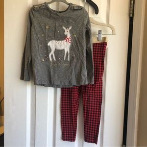 Carters 4T Reindeer/Christmas Shirt and Pant Set